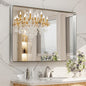 LOAAO 48X30 Inch Brushed Nickel Bathroom Mirror, Rounded Rectangle Silver Metal Frame Mirror, Brushed Nickel, Anti-Rust, Shatter Proof, Hangs Horizontally or Vertically