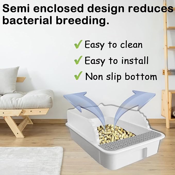 Open Cat Litter Box with High Side,Anti-Splashing Cats Litters Pan,Kitten Toilet with Litter Sifting Scoop,Semi-Enclosed Removable Kittens Litter for Boxes Easy to Clean No Odor-Mewly Pet