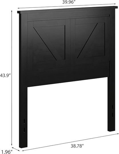 Glenwillow Home Farmhouse Style Wood Panel Headboard in Black - Twin Size