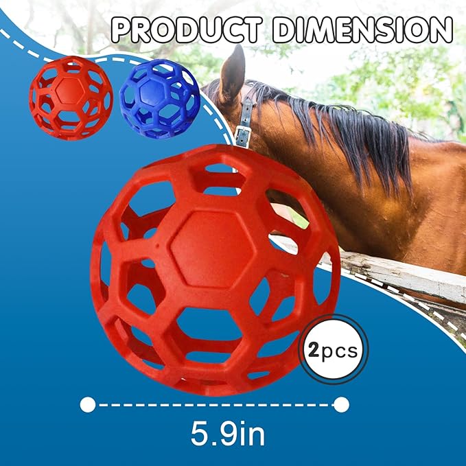 2 Pcs Hay Ball for Horses to Play with, Relieve Stress with This Bright Color Hay Feeder Ball for Horses Goat to Avoid Boredom-Mewly Pet
