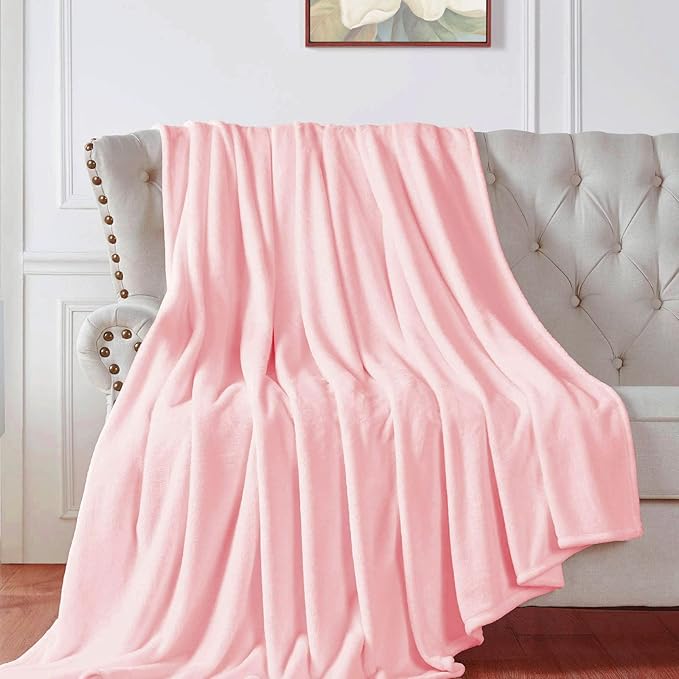 Walensee Fleece Blanket Plush Throw Fuzzy Lightweight (Throw Size 50x60 Pink) Super Soft Microfiber Flannel Blankets for Couch, Bed, Sofa Ultra Luxurious Warm and Cozy for All Seasons