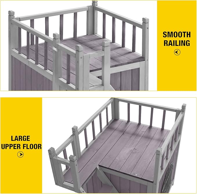 Aivituvin Dog House Feral Cat House Outdoor and Indoor,Pet Houses with Stairs,2 Storys-Mewly Pet