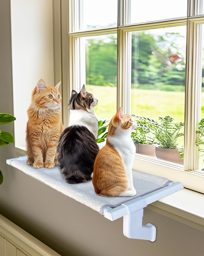 Heavy-Duty Cat Window Sill Perch All-Metal Frame Supports up to 120 lbs – Durable, Easy-to-Assemble Cat Window Hammock for Large Cats and Multiple Cats (L 1PC)-Mewly Pet