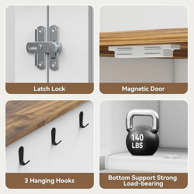 YUSING Litter Robot Enclosure, Cat Litter Box Furniture Hidden, Cat Litter Box Enclosure Cabinet Large with Double Doors and Pull-Out Drawer for Litter Robot-Mewly Pet