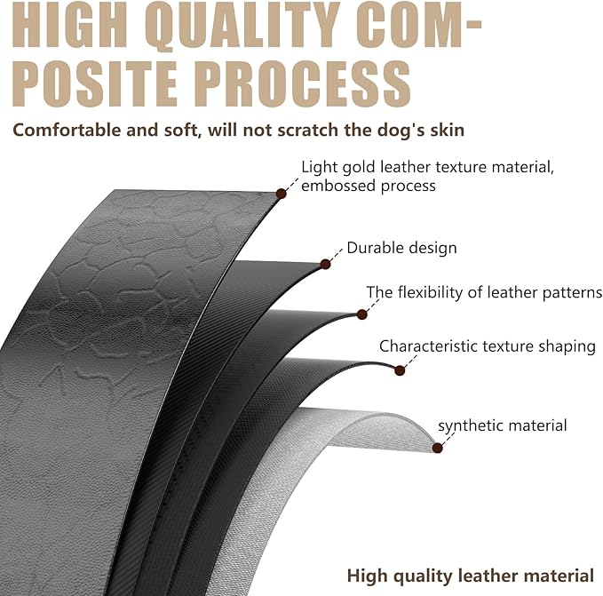 AirTag Dog Collar - Leather Dog Collar with Airtag Holder | IP68 Waterproof AirTag Holder with Metal Buckle, Comfortable GPS Dog Collars Tracker for Medium Large Dogs (Black, M)-Mewly Pet