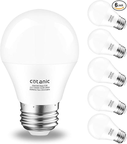 Cotanic Ceiling Fan Light Bulb 5000K Daylight A15 LED Bulb,E26 Medium Base Chandelier Light Bulb, 6W 60W Equivalent,600lm,Non-Dimmable,6 Pack
