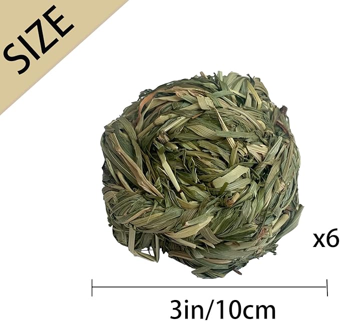 6 Pcs Bunny Timothy Grass Ball Natural Chew Toy Woven Chewing Toys Rabbit Molar Small Animals Teeth Grinding Suitable for Hamster Totoro Gerbils Guinea Pig Squirrel-Mewly Pet