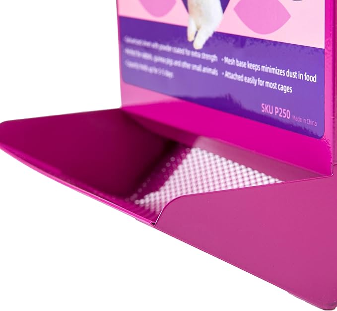 Metal Small Animal Feeder with Lid, Heavy Duty Rabbit Feeder, Large Capacity Rabbit Food Dispenser, Great for Rabbit, Guinea Pigs, Chinchillas and Other Small Animals.(7.4 inch, Purple)-Mewly Pet