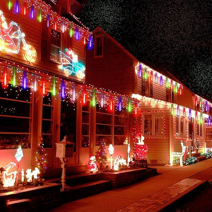 Kwaiffeo Multicolor Icicle Lights Outdoor, Waterproof 40-Tube Meteor Shower Lights for Christmas New Year Party Outside Decor, Equivalent to 5 Sets of 8-Tubes