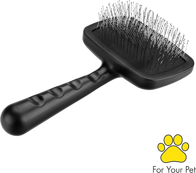 Tweezerman Dog and Cat Slicker Brush for Large Pets, Grooming Brush with Coated Bristles to Prevent Scratching and Ergonomic Handle-Mewly Pet