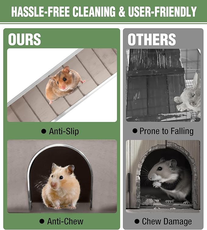 GUTINNEEN Guinea Pig Cage Rabbit Cage Indoor with Chew-Proof Edges, Clean Deep Tray, Leakproof PVC Layer, Small Animals Cage with Adjustable Legs - Brown-Mewly Pet