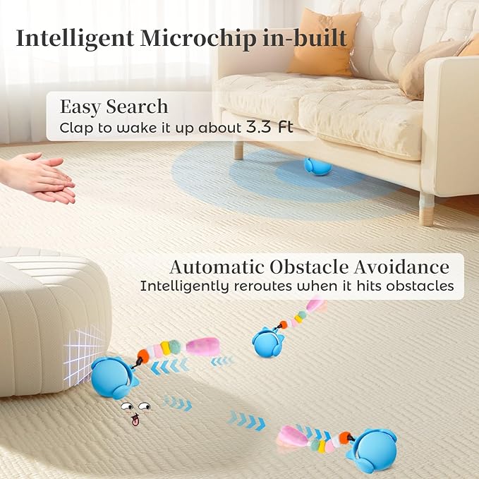 ORSDA Cat Toys for Indoor Cats, New Intelligent Voice Timing Touch Control Cats Ball, Simulate Mouse Sound Kitten Toy, Automatic Interactive Moving Cat Toy for All Ages-Mewly Pet