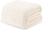 Exclusivo Mezcla Fleece Bed Blanket Queen Size, Super Soft and Warm Blankets for Couch, Sofa and Bed Waffle Textured, Cozy, Fuzzy and Lightweight (Ivory, 90x90 Inches)