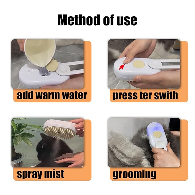 Steam Brush for Cats Dog Steam Brush,3 in 1 Pet Grooming Comb for Shedding,1PCS-Mewly Pet