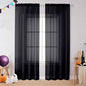 OVZME 2 Panels Sheer Black Curtains 72 Inches Length Window Treatment for Kitchen, Elegant Airy Transparent Curtain Draperies Rod Pocket for Kids Living Room, Each 42 Width 72 Length