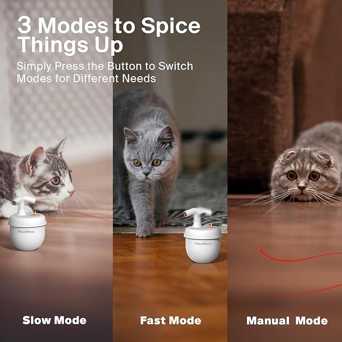 Cat Laser Toys, Automatic Cat Laser Toy Tumbler Design, Rechargeable Cat Laser Pointer 360°Irregular Rotation, 3 Modes Interactive Cat Toy for Indoor Cats of All Ages and Sizes (White)-Mewly Pet