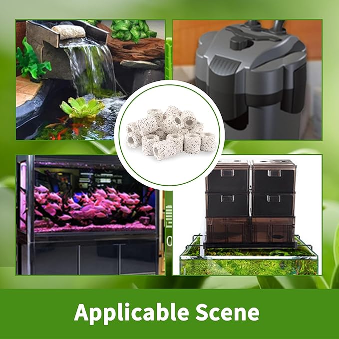 Hamiledyi 4 LB Aquarium Filter Media Bio Balls Ceramic Rings Media with Mesh Bag for Fish Tank and Pond Canister Biological Biofilter Filter (White)-Mewly Pet