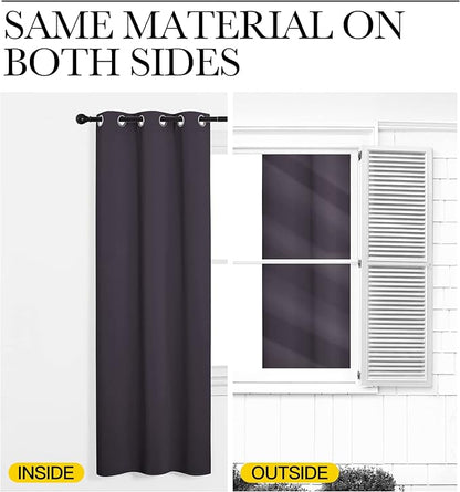 NICETOWN Room Darkening Curtains for Kitchen, Greyish Purple, Set of 2, 42 inches Wide by 50 inches Long, Window Treatment Thermal Insulated Solid Grommet Room Darkening Curtains/Drapes for Bedroom