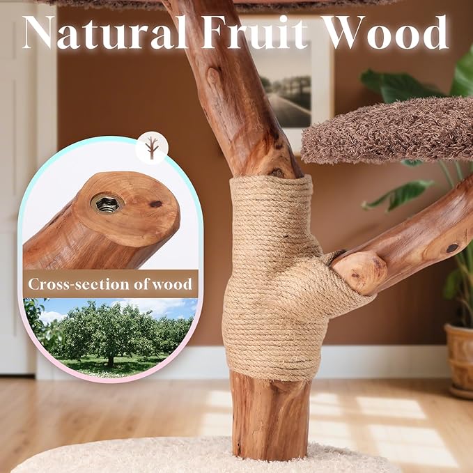 54.7'' Tall Modern Wood Cat Tree with 3 Level House, Luxury Cat Tower for Home Decoration, Large Cat Condo for Multi-Cat Families-Mewly Pet