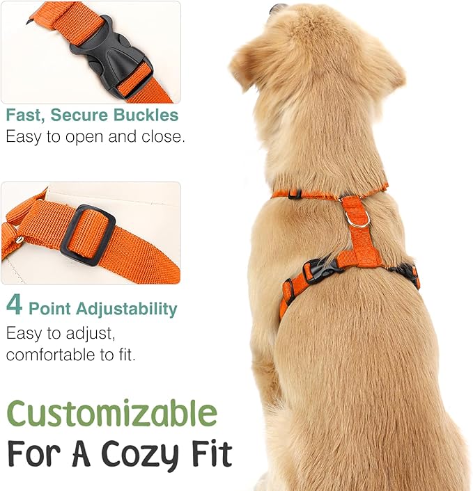 Dog Seat Belt, Safety Vest Dog Car Harness with Adjustable Buckle Dog Seat Belt for Vehicle Nylon Pet Safety Seat Belts Heavy Duty(L, Orange)-Mewly Pet