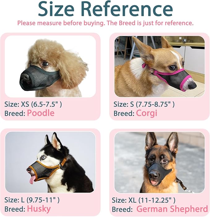 LUCKYPAW Dog Muzzle, Mesh Muzzle for Large Medium Small Dogs, Soft Mouth Guard for Biting Chewing, Breathable Mouth Guard with Adjustable Strap for Training(Hot Pink, S(Snout:7.75"-8.75"))-Mewly Pet