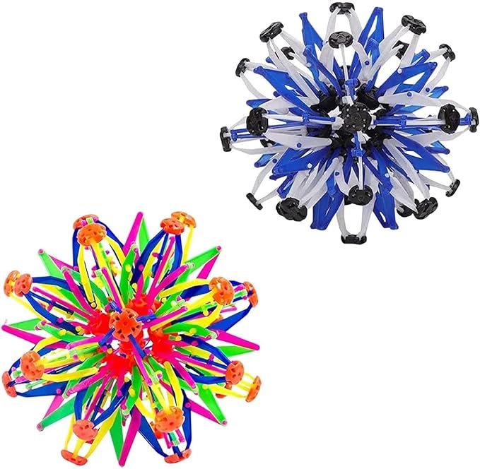 2Pcs Colorful Sphere Expandable Breathing Balls Fidget Toy-Great Anxiety Stress Reliever,Collapsible Expanding Magic Ball Toys for Kids & Adults Mindfulness Meditation Practices , Yoga -ADHD-Mewly Pet