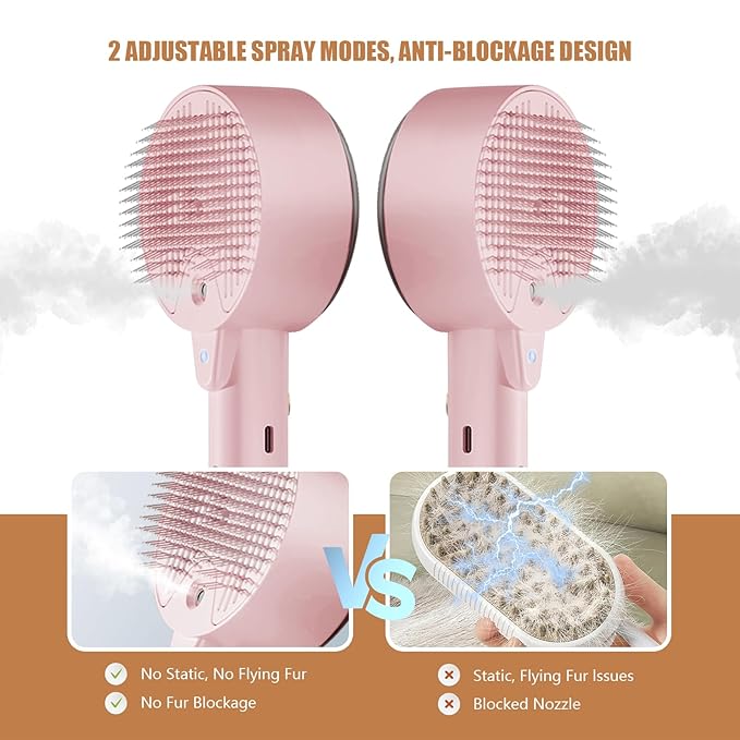 Cloud Care Cat Brush for Indoor Cat Steam Brush for Shedding Spritz Defur Comb for Cats Dogs Steam Brushes for Long Short Hair Cats Dogs Pet Steam Brushes for Massage Grooming Self-Cleaning-Mewly Pet