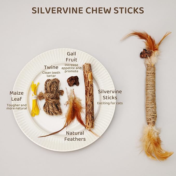 Catnip for Cats,Interactive Silvervine Sticks for Cats, Loofah Chew Cat Toys for Indoor Cats & Kitten Teething Toys & Cat Chew Toy,6 Pack-Mewly Pet