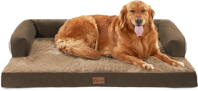 Orthopedic Dog Beds for Extra Large Dogs, Waterproof Dogs Beds XLarge, Memory Foam Dog Couch Beds with Comfy Bolster, Removable Washable Cover and Nonskid Bottom (X-Large,Brown)-Mewly Pet