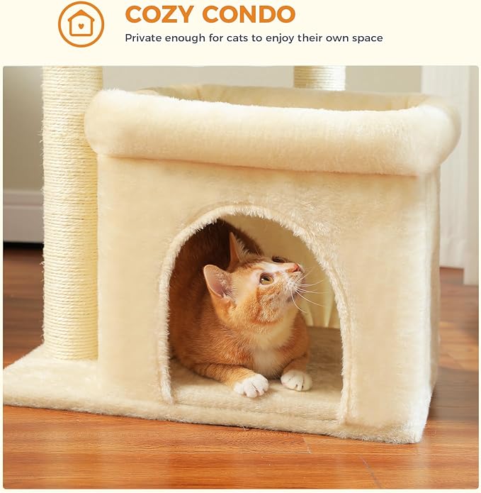 PEQULTI Cat Tree Cat Tower for Large Cats with Sisal-Covered Scratching Posts and Extra-Large Cat Perch Suitable for Indoor Cats-Mewly Pet