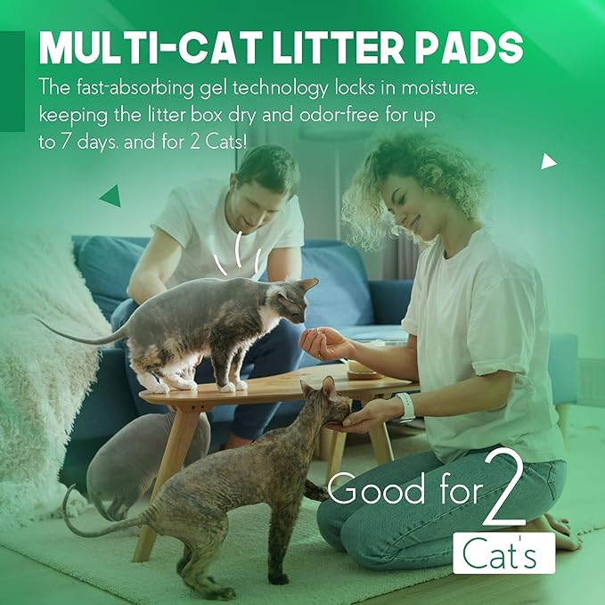 PETSWORLD Multi Cat Pad Refills for Cats Breeze Litter System, Ultra-Absorbent, Quick Dry - (50 Count, Unscented)-Mewly Pet