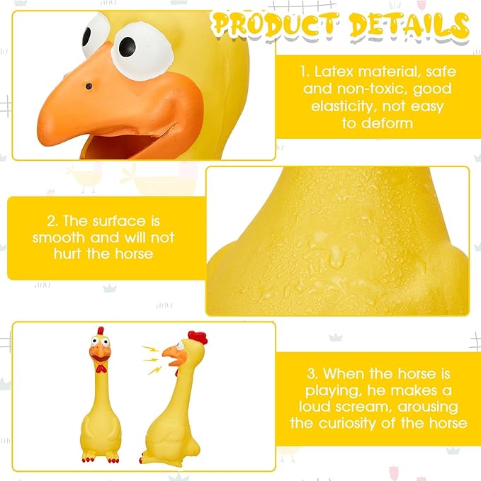 Hungdao 1 Pcs Horse Toys Latex Squeaky Squeeze Chicken Squeak Turkey Balls for Play Fake Screaming Chicken Toys for Horses Soccer Ball for Reduce Separation Anxiety Noise Maker (Yellow)-Mewly Pet