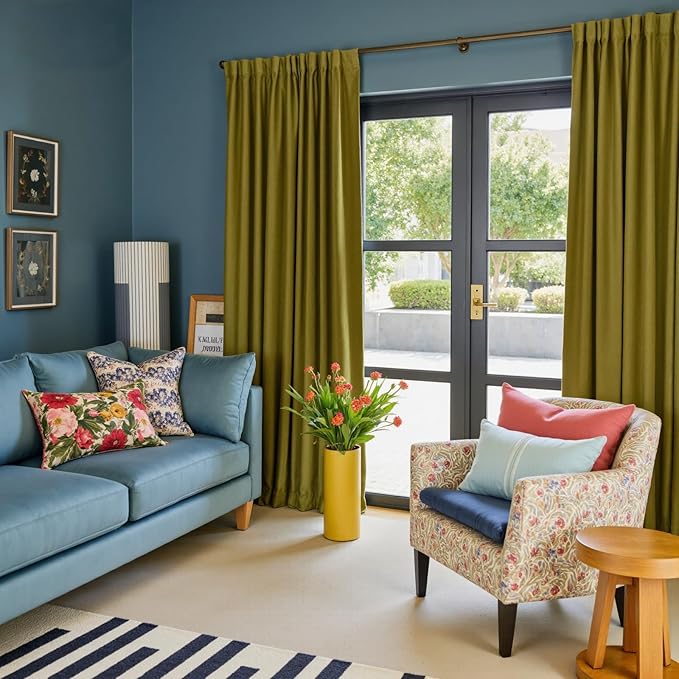 Lazzzy Velvet Blackout Curtains Thermal Insulated Room Window Drapes Super Soft Luxury Curtains for Living Room Bedroom Rod Pocket 2 Panels, Golden Olive, 52" W x 84" L
