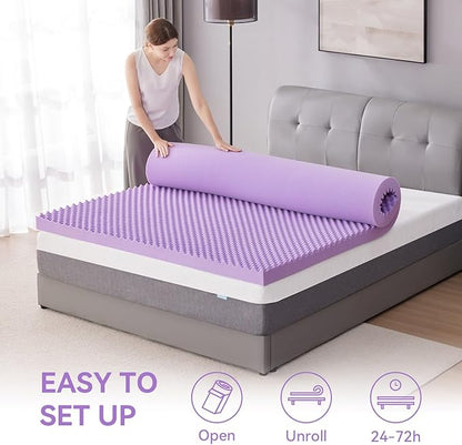 SINWEEK 2 Inch Egg Crate Memory Foam Mattress Topper Twin XL, Twin Extra Long Mattress Pads for College Dorm Single Bed, Pressure Relieve CertiPUR-US Certified,39x80 Inches