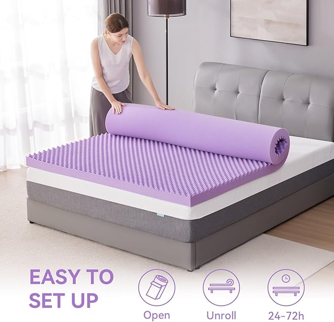 SINWEEK 1.5 Inch Egg Crate Memory Foam Mattress Topper Twin Size, Soft Mattress Pad for Back Pain Relief, Bed Topper, CertiPUR-US Certified