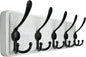 WEBI Coat Rack Wall Mount,Coat Hooks Wall Mounted,16" Hole to Hole,Coat Hanger Wall,Wood Hook Rack Rail,5 Triple Hooks for Hanging Coats,Jacket,Clothes,Black/White