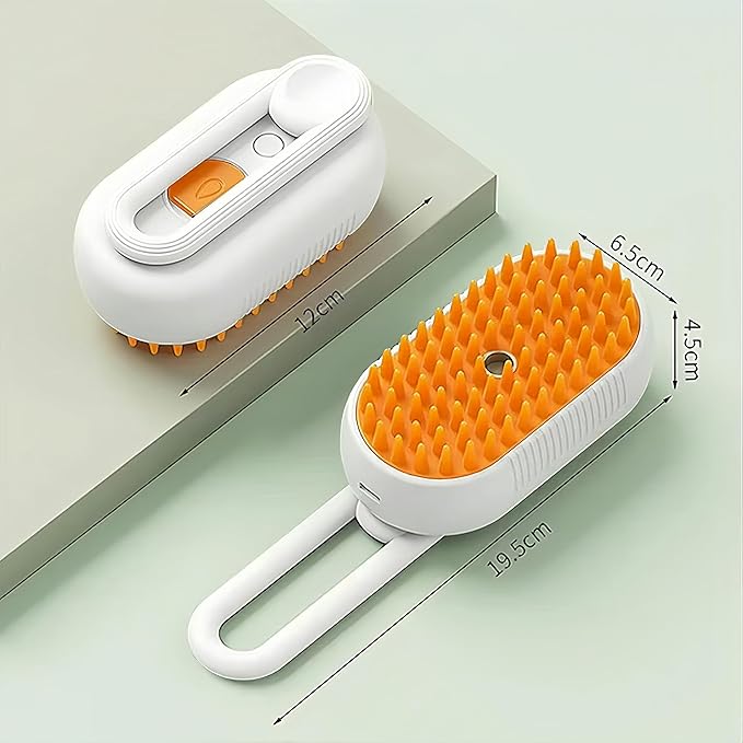 BoBow Cat Steam Brush for Shedding for Cats and Dogs, 3 in 1 Grooming Anti-Static Steam Pet Brush, Massage, Cleaning, Shedding, Combing Long and Short Hair Dogs and Cats (Khaki)-Mewly Pet