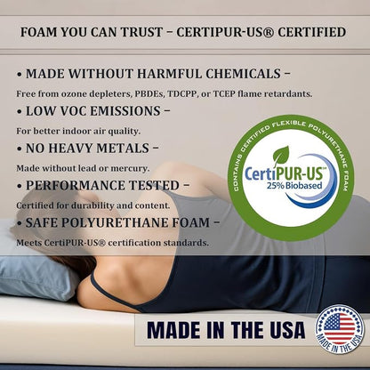 Foamma 12” x 30” x 80” Camper/RV Travel High-Density Bunk Mattress Topper, Made in USA, Comfortable, Travel Trailer, CertiPUR-US Certified, Cover Not Included