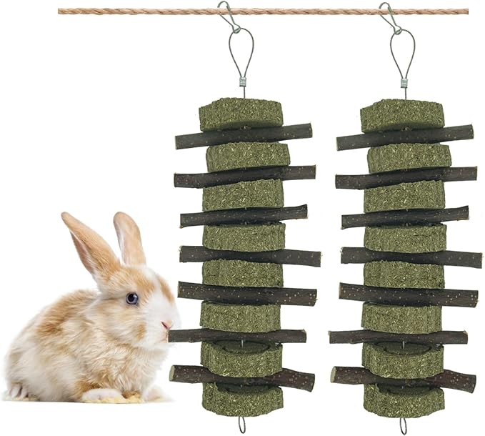 Generic Rabbit Bunny Treat Hamster Chew Toys Grass Cakes Heart Shaped Chew Toys Pets Treats for Bunny Rabbits Hamster Chinchilla Guinea Pigs 2Pcs-Mewly Pet