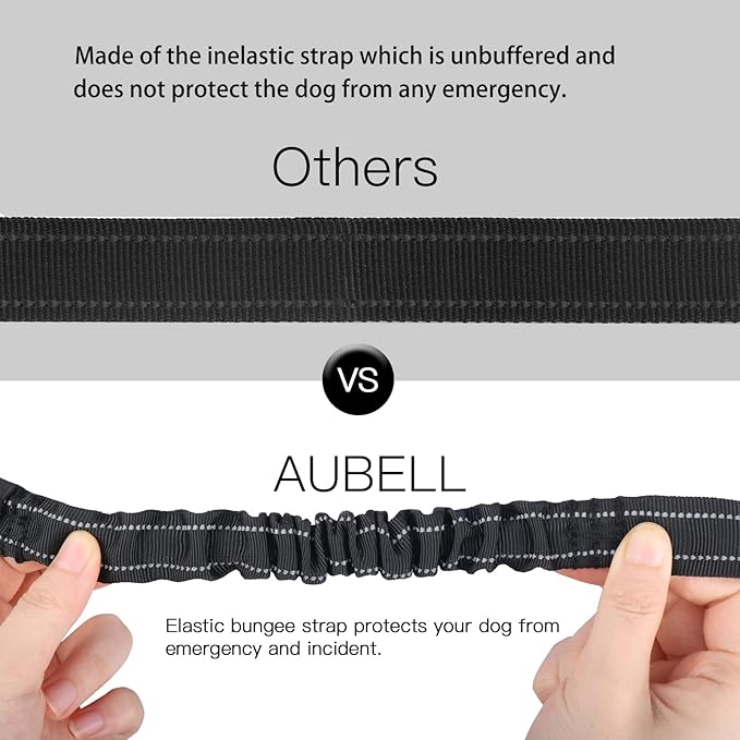 AUBELL Dog Seat Belt for Car,Updated 3-in-1 Adjustable Reflective Bungee Heavy Duty Dog Car Harness Tether with Clip Hook Latch & Buckle,Swivel Zinc Alloy Carabiner,Black-Mewly Pet