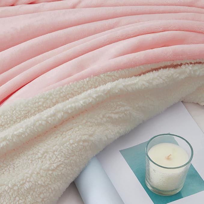 Walensee Sherpa Fleece Blanket (King Size 108”x90” Pink) Plush Throw Fuzzy Super Soft Reversible Microfiber Flannel Blankets for Couch, Bed, Sofa Ultra Luxurious Warm and Cozy for All Seasons