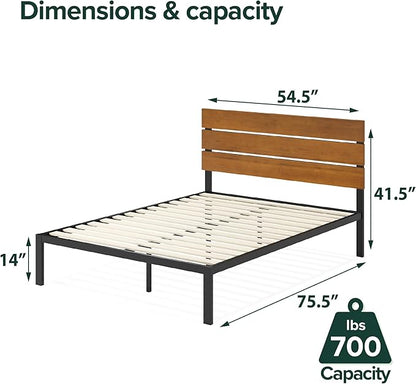 ZINUS Paul Metal and Bamboo Platform Bed Frame, Wood Slat Support, No Box Spring Needed, Easy Assembly, Full