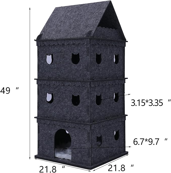 4-Tier Indoor Cat Apartment，Cozy Pet Cat Bed, Hideaway, and Sturdy Cat Castle for Multiple and Large Cats-Mewly Pet