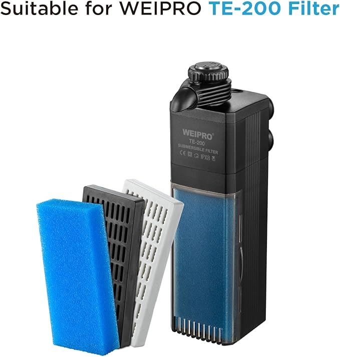 Replacement Cartridge for Fish Tank Filter TE-200 with Aquarium Filter Foam, Active Carbon and Ceramic Ring(TE200-S)-Mewly Pet