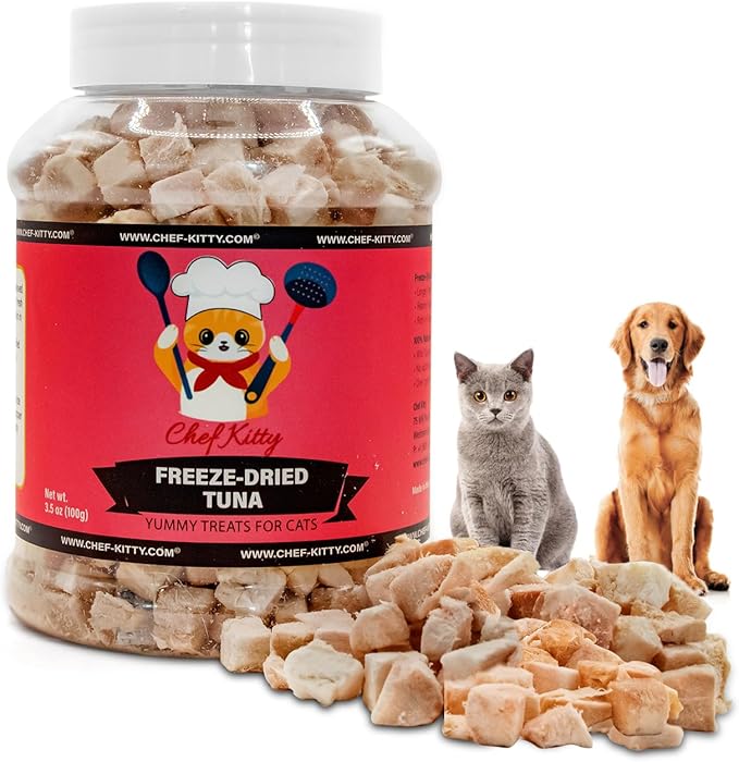 Freeze-Dried Tuna Treats for Cats & Dogs – 100% Wild Caught, Single Ingredient, High-Protein, Healthy Snack – No Additives or Preservatives – 3.5oz - Inspected & Tested in USA-Mewly Pet