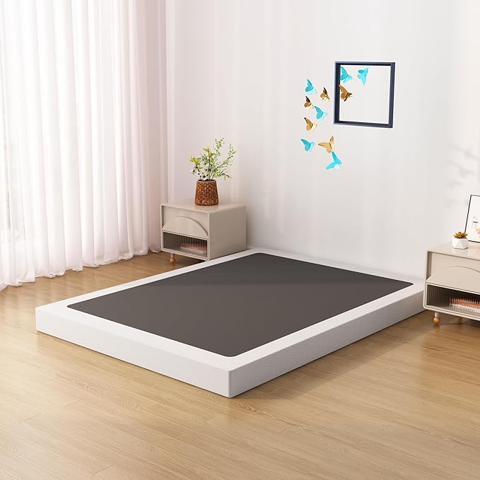 Full Size Box Spring Bed Base 6 Inch, Low Profile Metal Boxspring Full Size with Fabric Cover, 3000 Lbs Max Weight Capacity Mattress Foundation, Noise-Free, Easy Assembly