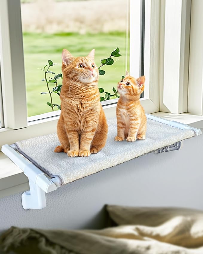Heavy-Duty Cat Window Sill Perch All-Metal Frame Supports up to 120 lbs – Durable, Easy-to-Assemble Cat Window Hammock for Large Cats and Multiple Cats (L 1PC)-Mewly Pet