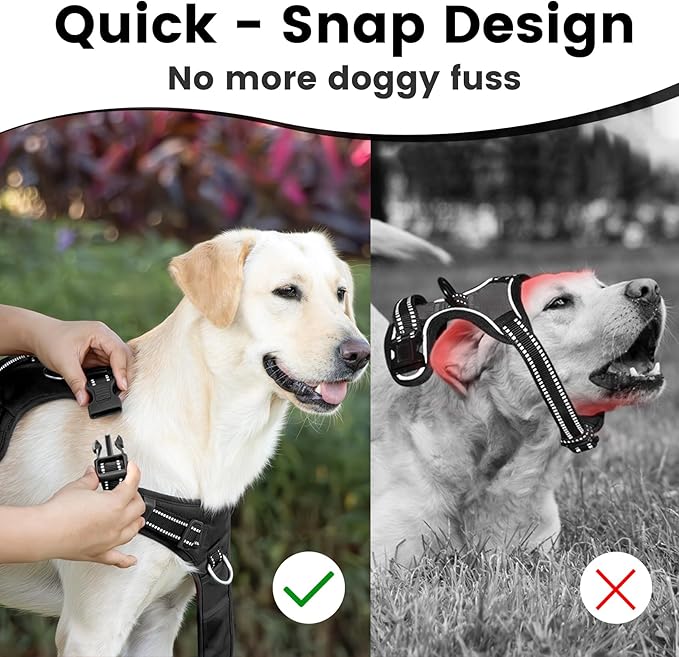 No Pull Dog Harness, Reflective Puppy Vest for Small Medium Large Sized Dog(Black,XL)-Mewly Pet