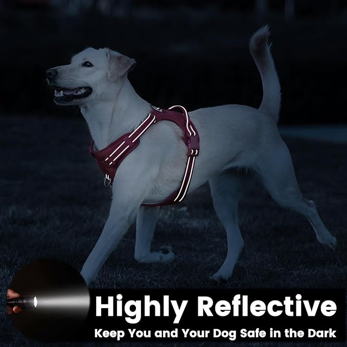 No Pull Dog Harness, Reflective Puppy Vest for Small Medium Large Sized Dog(Burgundy Red,M)-Mewly Pet