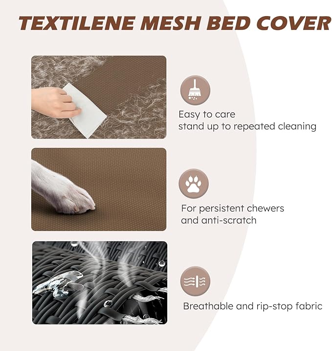 Heeyoo Elevated Dog Bed, Cooling Raised Pet Cot with Chew Proof Washable Breathable Mesh and Metal Frame, Portable Dog Cot Bed with No-Slip Feet for Outdoor or Indoor Use-Mewly Pet